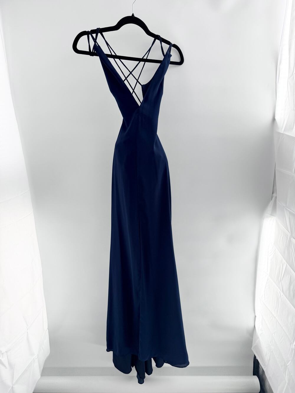 Fame and Partners Sleeveless Cutout Strappy Cocktail Long Dress Navy Women's 2